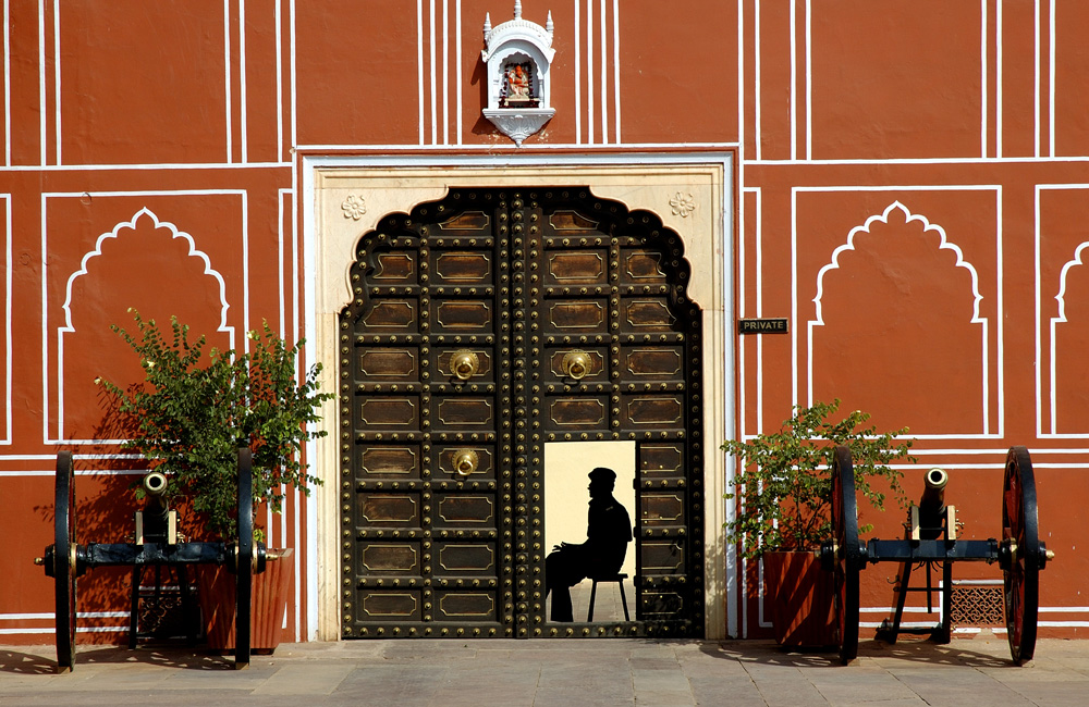 India guard at City Palace Jaipur photograph by Raphael Shevelev