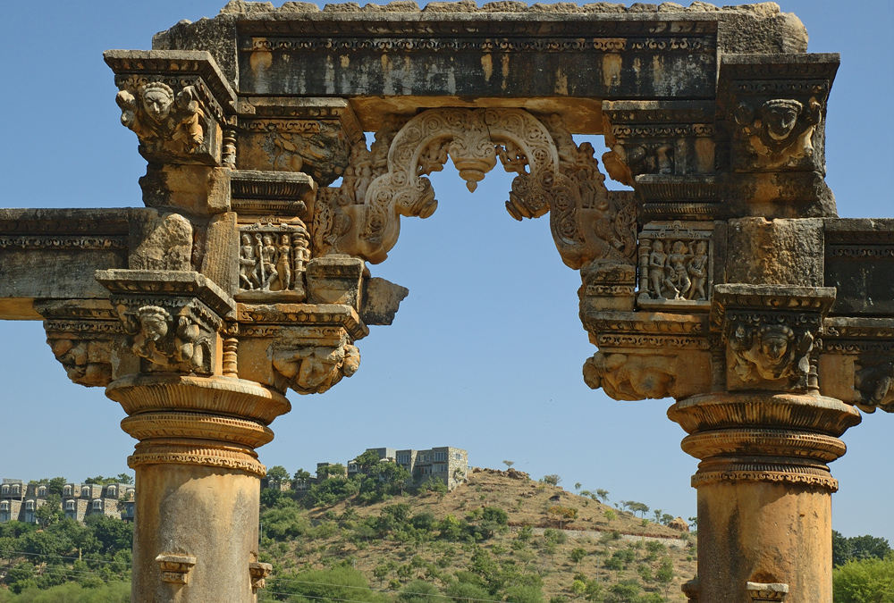 India Rajasthan columns at Nagada temple site photograph by Raphael Shevelev
