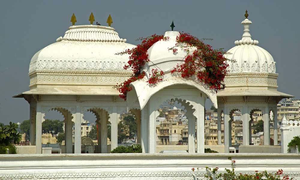 View of Udaipur from Lake Palace Hotel Rajasthan photograph by Raphael Shevelev